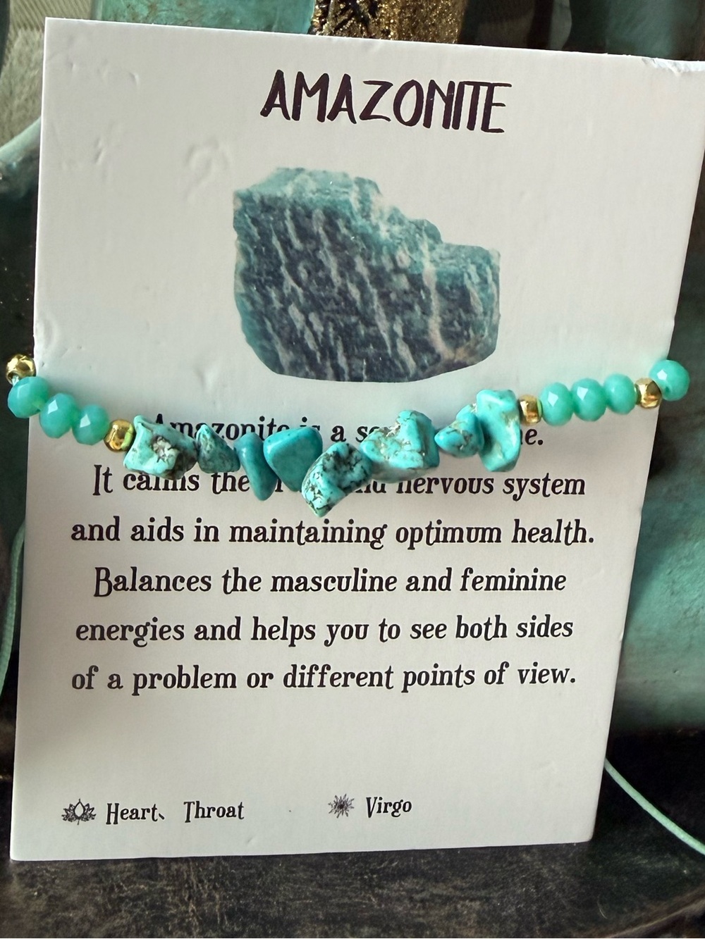 Amazon Turquoise Bead Bracelet with Gold Accent - Amazon